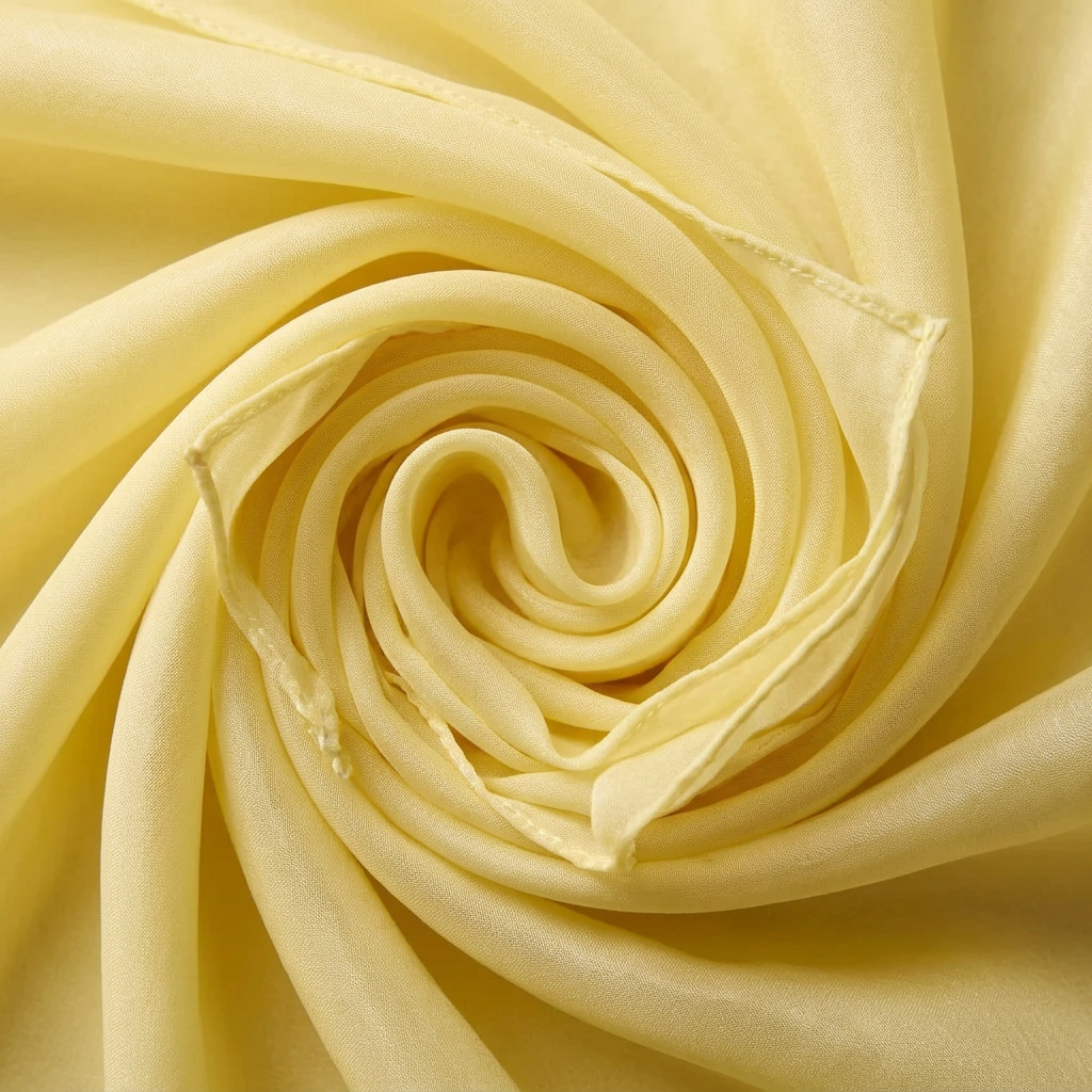 Close-up of the Livloko London sunshine yellow satin scarf showing the satin sheen