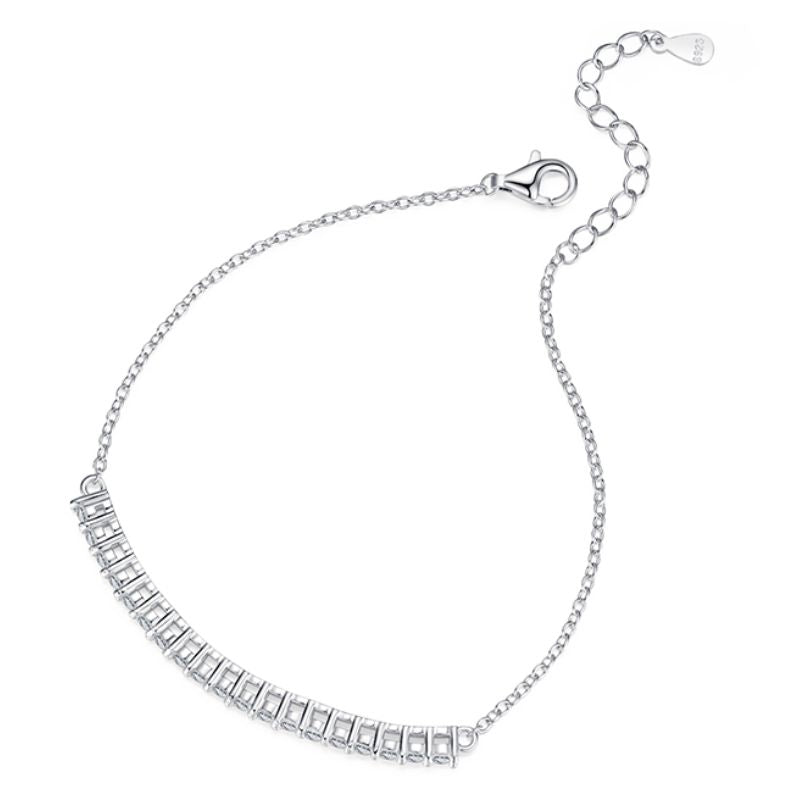 Dainty Silver Bracelet with Moissanite Centerpiece dainty silver bracelet