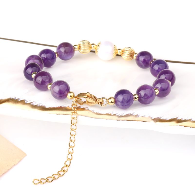 Amethyst Freshwater Pearl Bracelet 18ct Gold Plated pearl bracelet freshwater