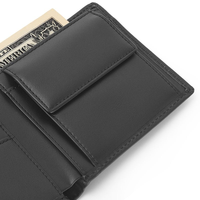 Men's Black Leather Wallet with Coin Pocket mens leather wallet with coin pocket