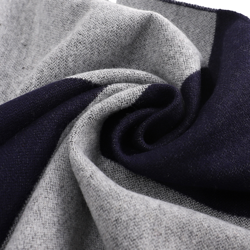 Men's Checked Wool Scarf Navy Grey Men's Checked Wool Scarf Navy Grey - Livloko London