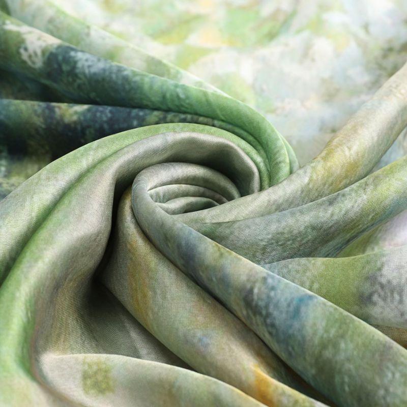 Fruit Trees In Bloom Green Satin Scarf ladies scarves