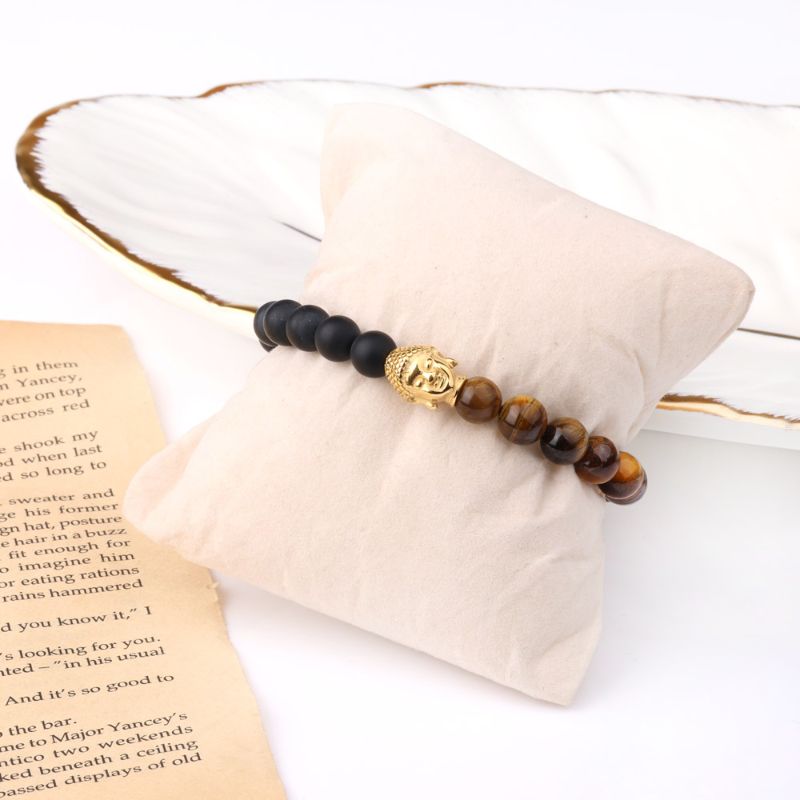 Tiger Eye and Agate Buddha Bracelet tiger eye bracelet