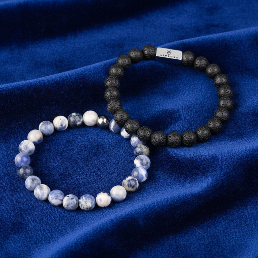 men's lava stone beaded bracelet
