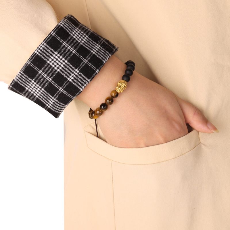 Tiger Eye and Agate Buddha Bracelet tigers eye bracelet