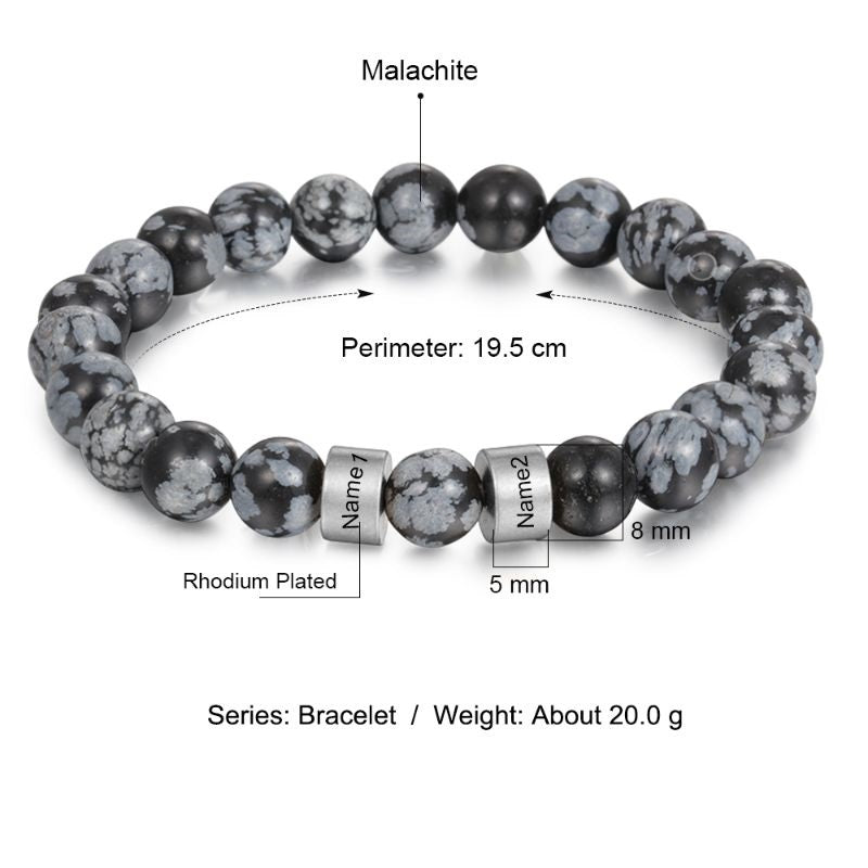Personalised Engraved Gemstone Bracelet Personalised Engraved Gemstone Bracelet - Livloko London