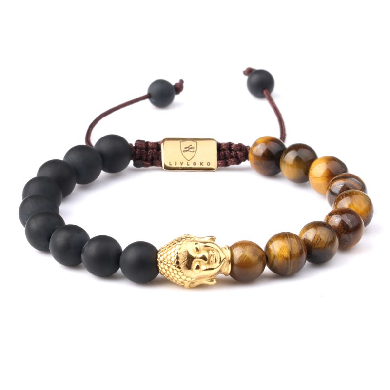 Tiger Eye and Agate Buddha Bracelet buddha bracelet