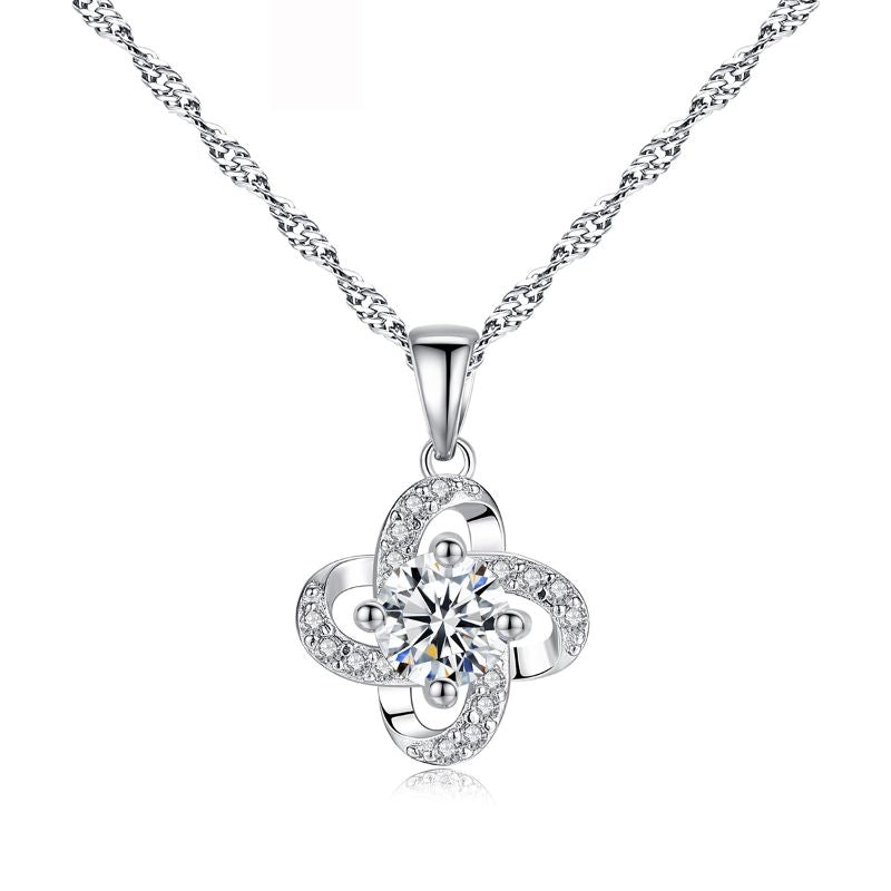 Stirling Silver Flower Charm Necklace silver flower necklace