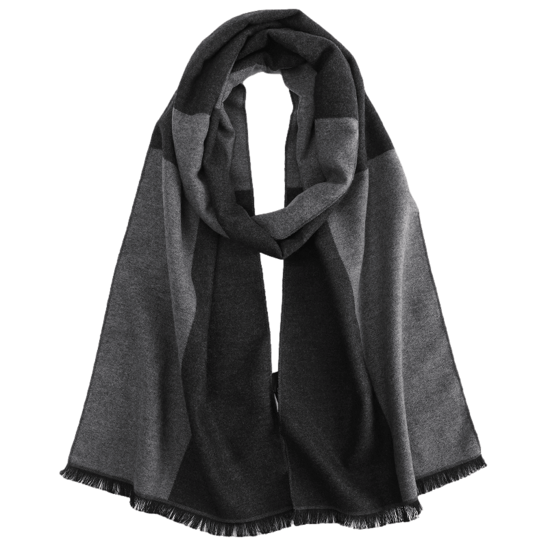 Men's Checked Wool Scarf Black Grey Men's Checked Wool Scarf Black Grey - Livloko London