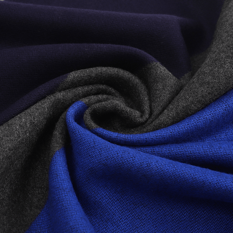 Men's Striped Wool Scarf Blue Black Grey Men's Striped Wool Scarf Blue Black Grey - Livloko London