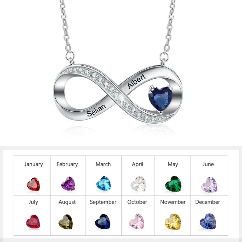 Personalised 925 Sterling Silver Infinity Birthstone Necklace Personalised 925 Sterling Silver Infinity Birthstone Necklace - Livloko London