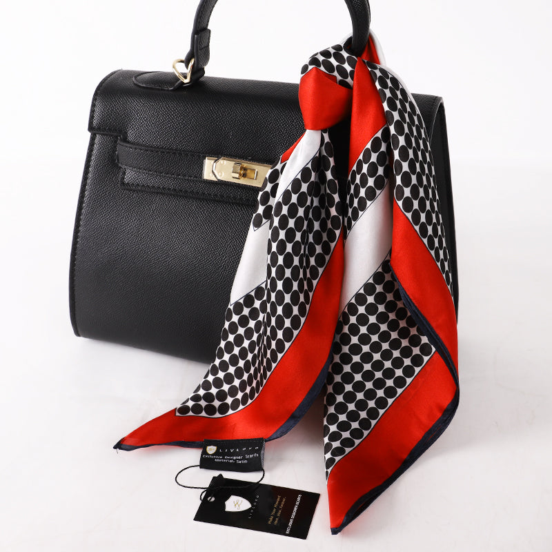 Retro Red and Black Silk Scarf designer silk scarves