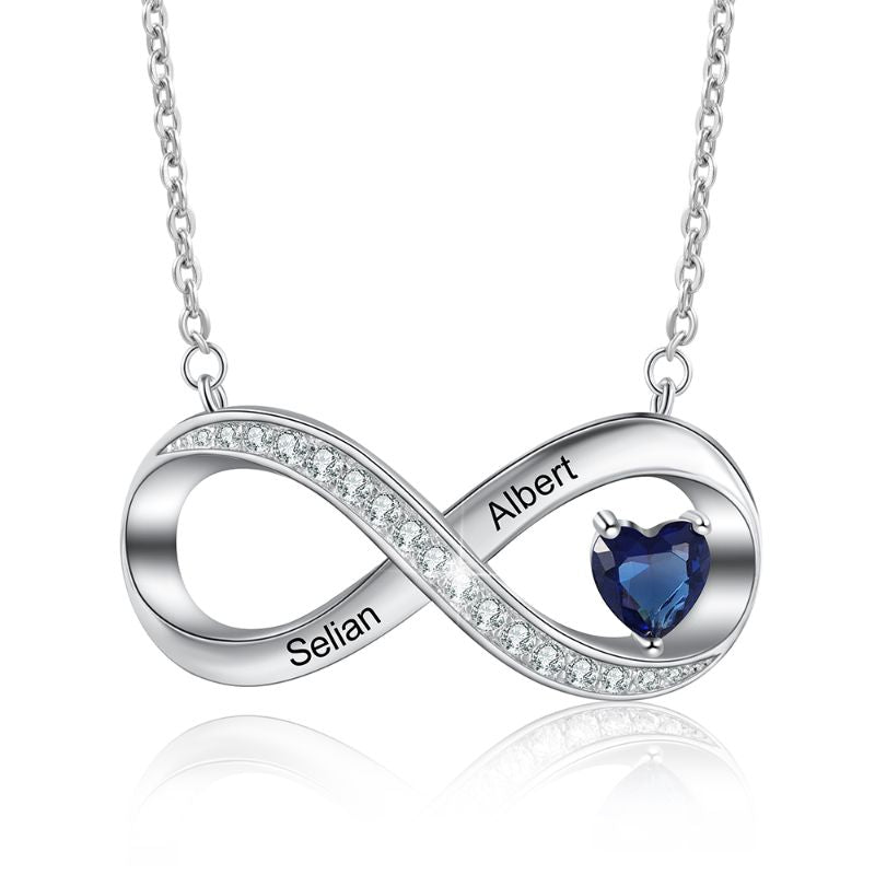 Personalised 925 Sterling Silver Infinity Birthstone Necklace - Livloko London