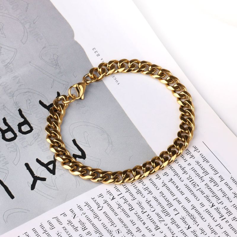 Men's Gold Curb Bracelet mens gold chain and bracelet