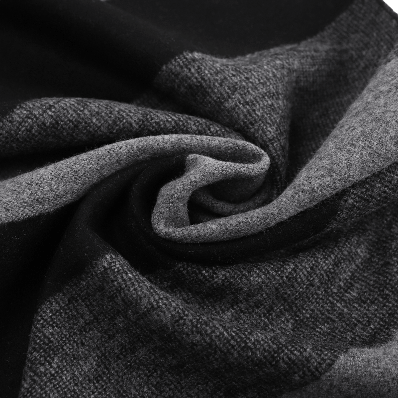 Men's Striped Wool Scarf Black Grey Men's Striped Wool Scarf Black Grey - Livloko London