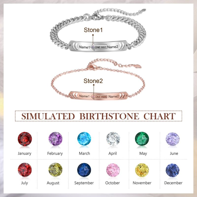 Personalised Couple Chain Bracelet Personalised Couple Chain Bracelet multi stones