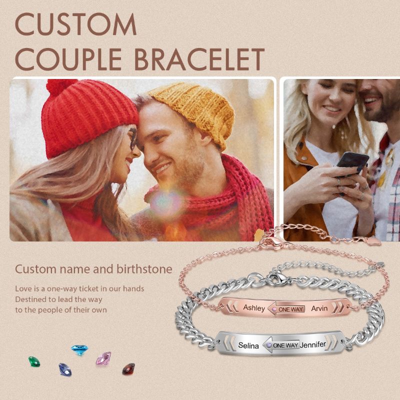 Personalised Couple Chain Bracelet Personalised Couple Chain Bracelet - Livloko London