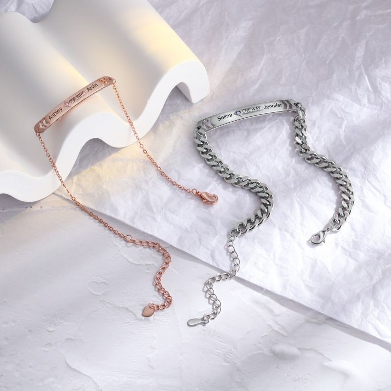 Personalised Couple Chain Bracelet Personalised Couple Chain Bracelet