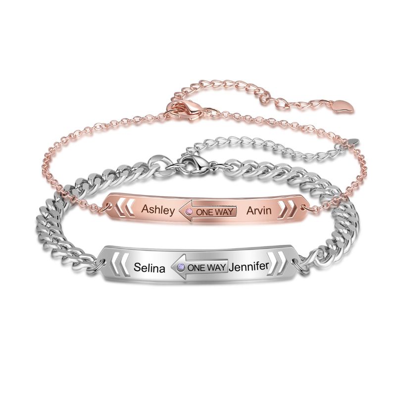 Personalised Couple Chain Bracelet Personalised Couple Chain Bracelet