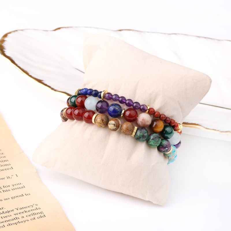 Bracelet Set 7 Chakra gold Plated beaded bracelet