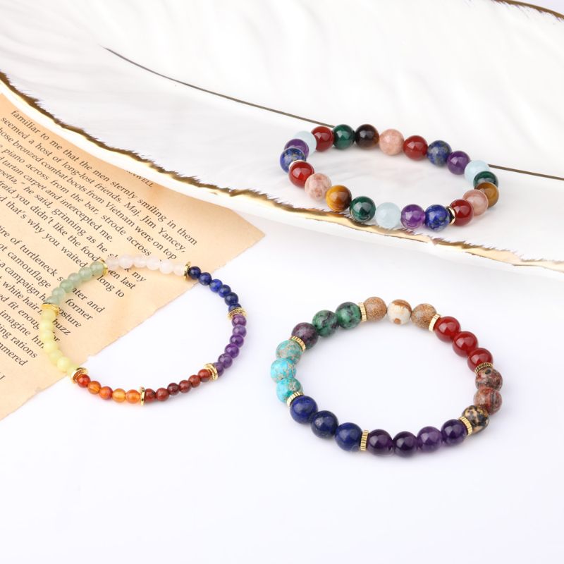 Bracelet Set 7 Chakra gold Plated beaded bracelet sets