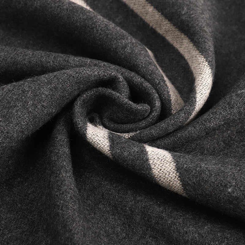 Men's Striped Wool Scarf Grey Beige