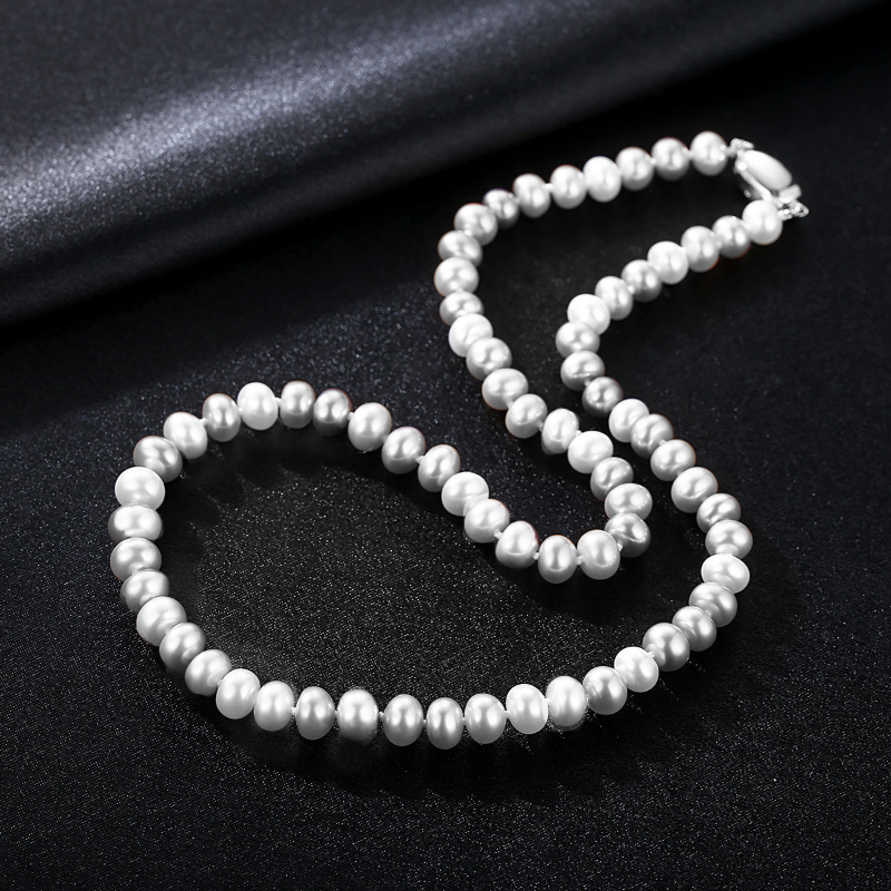 Silver and Pearl Chain Necklace silver and pearl necklace