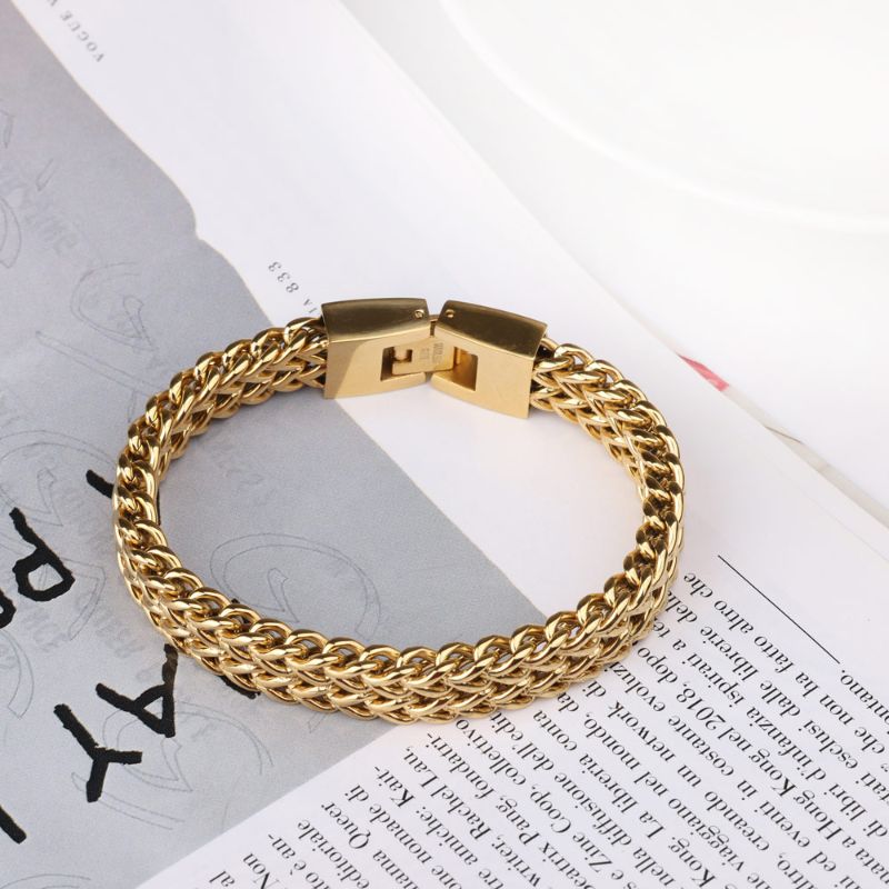 Gold Cuban Link Chain Bracelet Men's Cuban Link Bracelet