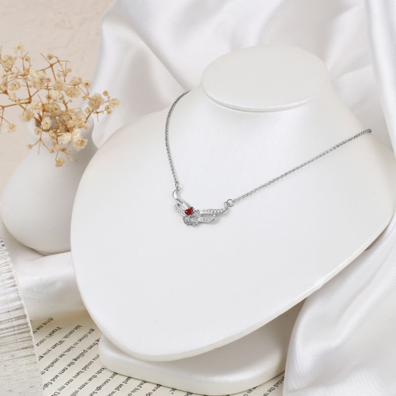 Personalised 925 Sterling Silver Zirconia Angel Wing Necklace Personalised 925 Sterling Silver Zirconia Angel Wing Necklace - Livloko London