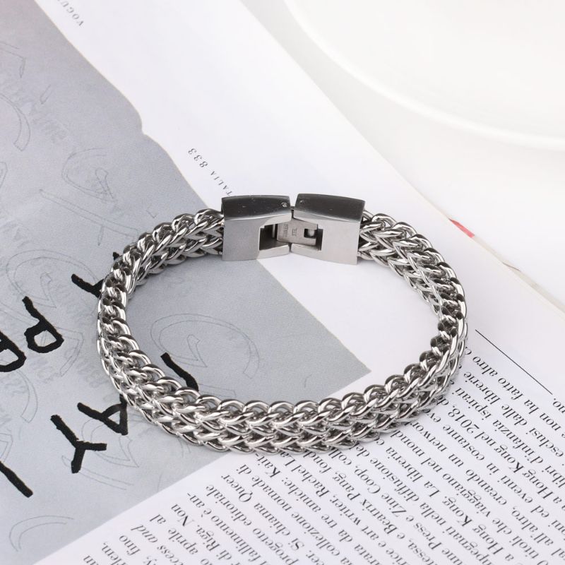 Stainless Steel Men's Chunky Silver Bracelet silver curb bracelet