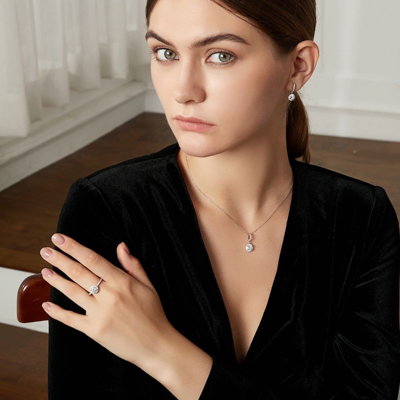 Silver Drop Earrings with Moissanite Crystal designer earings