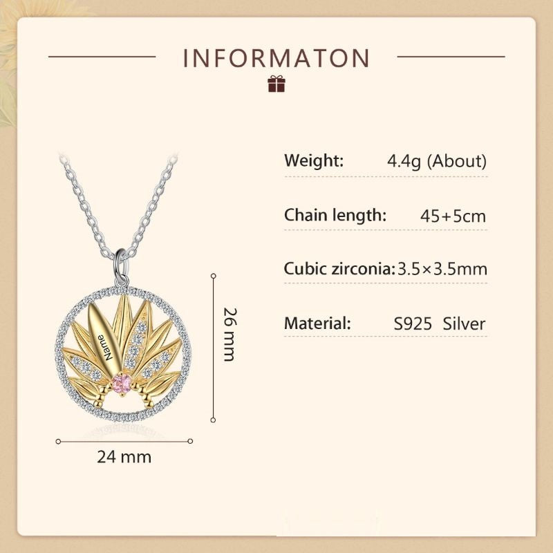 Personalised 18ct Gold Plated S925 Sterling Silver Lotus Necklace details
