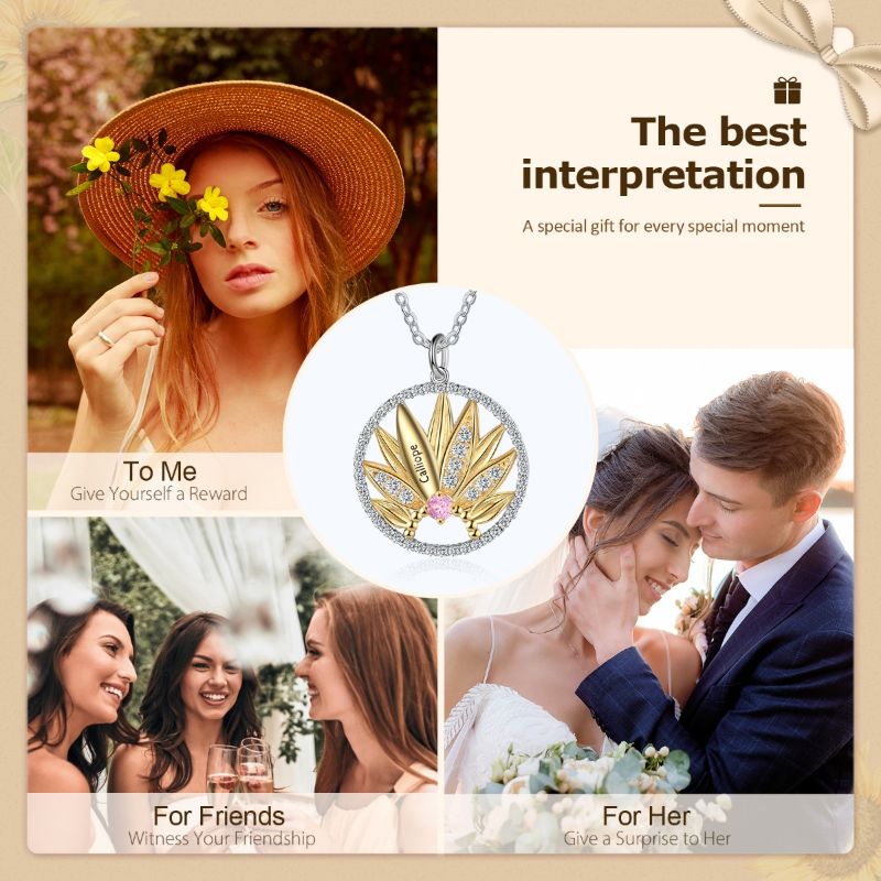 Personalised 18ct Gold Plated S925 Sterling Silver Lotus Necklace Personalised 18ct Gold Plated S925 Sterling Silver Lotus Necklace - Livloko London
