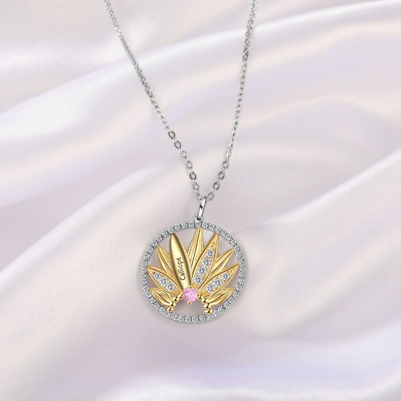 Personalised 18ct Gold Plated S925 Sterling Silver Lotus Necklace Personalised 18ct Gold Plated S925 Sterling Silver Lotus Necklace