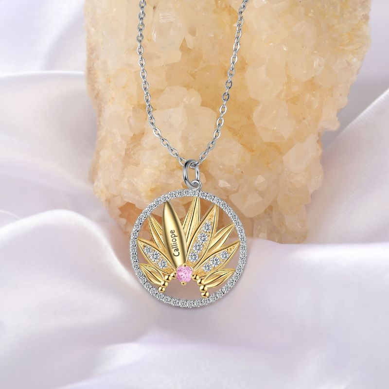 Personalised 18ct Gold Plated S925 Sterling Silver Lotus Necklace Personalised 18ct Gold Plated S925 Sterling Silver Lotus Necklace
