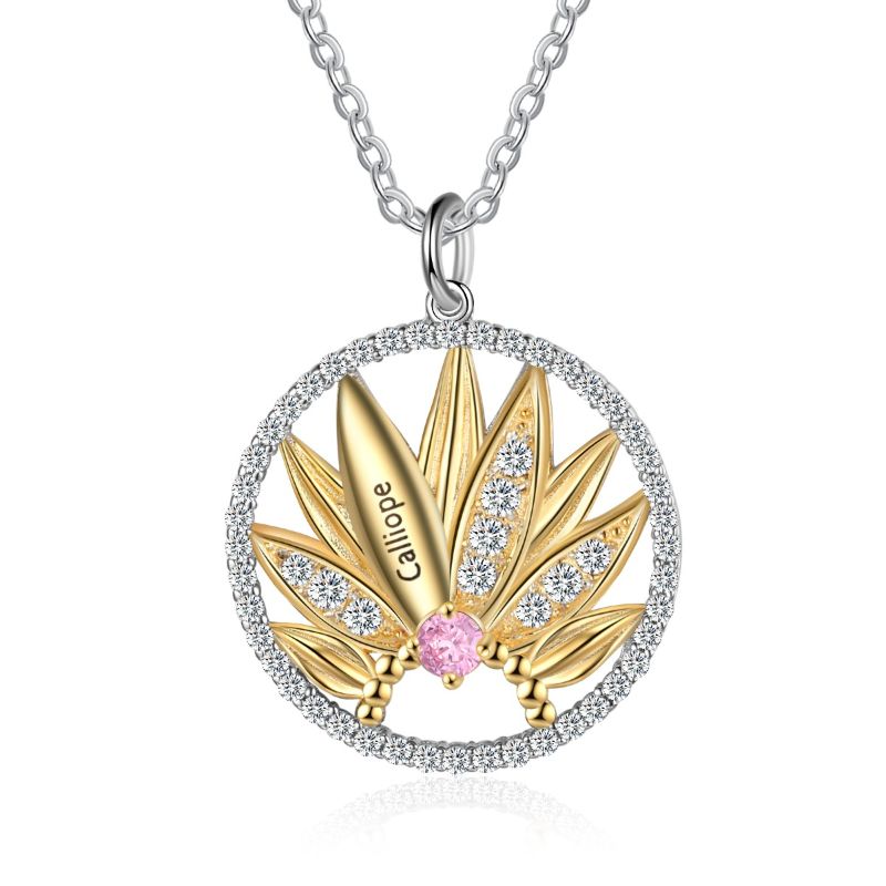 Personalised 18ct Gold Plated S925 Sterling Silver Lotus Necklace Personalised 18ct Gold Plated S925 Sterling Silver Lotus Necklace