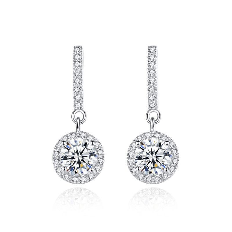 Silver Drop Earrings with Moissanite Crystal silver drop earrings