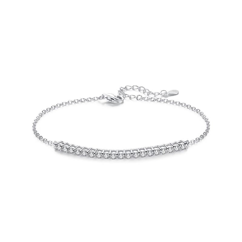 Dainty Silver Bracelet with Moissanite Centerpiece bracelet moissanite