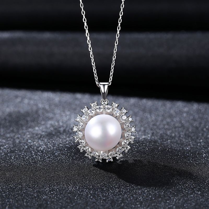 Ladies Silver Freshwater Pearl Necklace drop pearl necklace