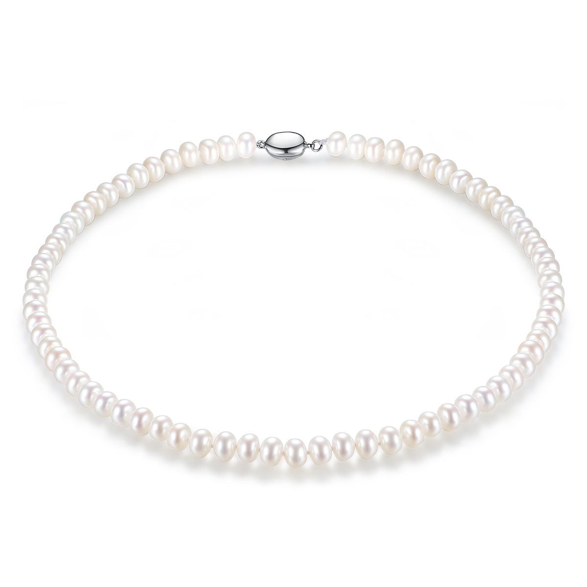Silver and Pearl Chain Necklace pearl chain necklace