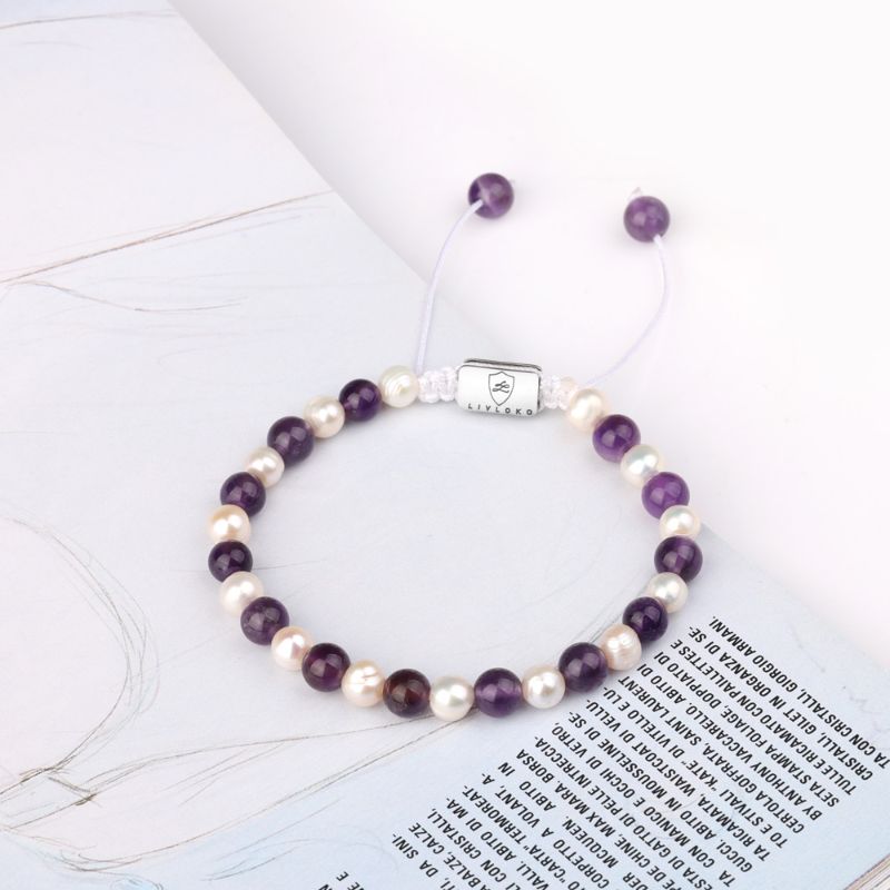 Amethyst Crystal and Freshwater Pearl Bracelet freshwater pearl bracelet