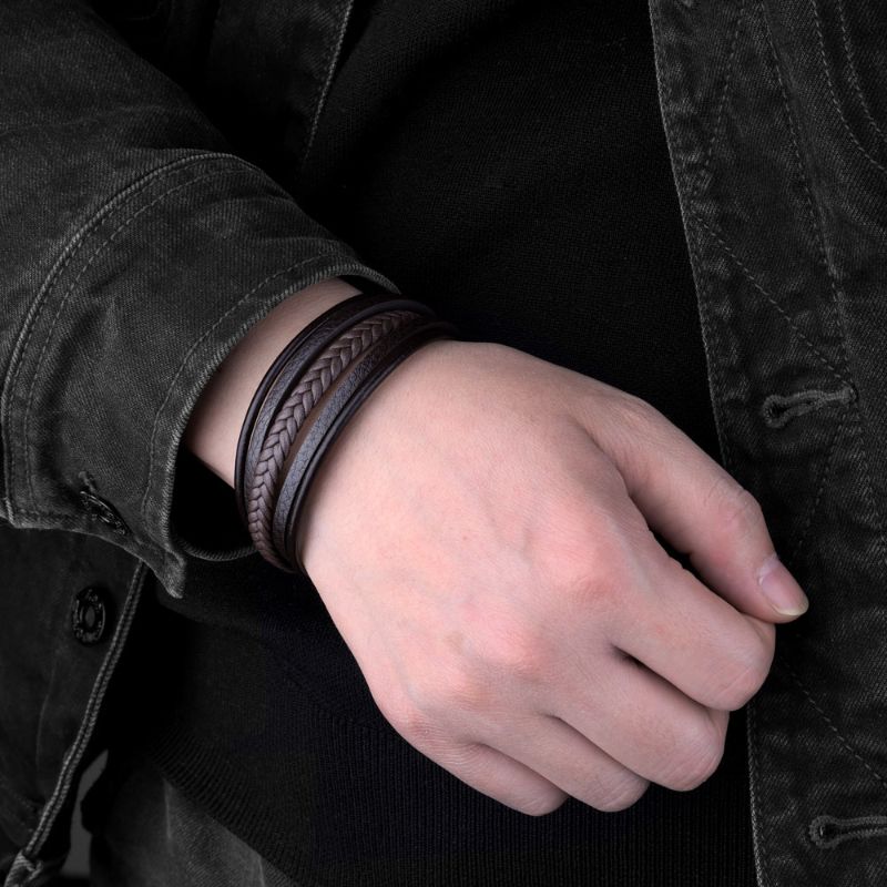 Men's Brown Leather Bracelet Mens Brown Leather Bracelet