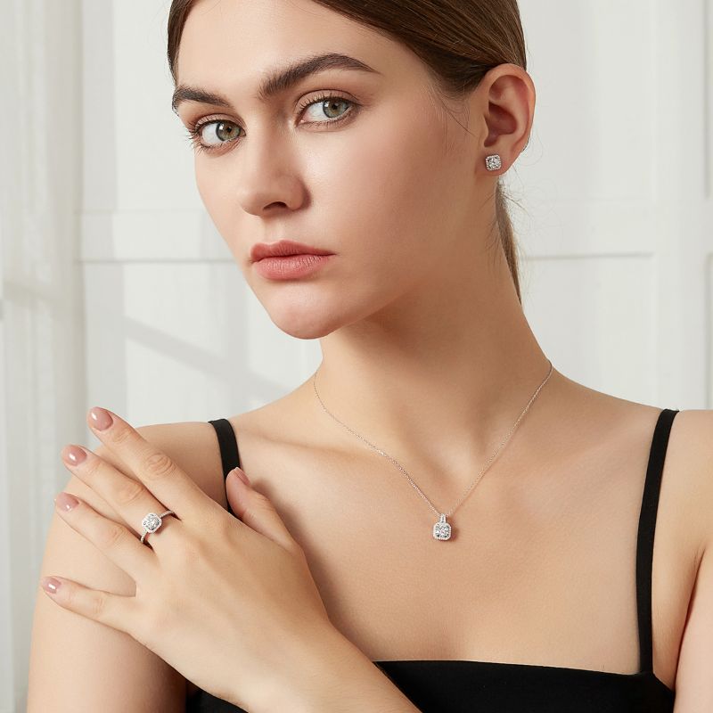 Moissanite Chain and Pendant Necklace sterling silver necklaces for women