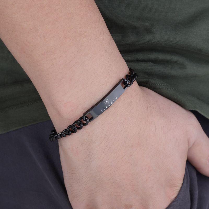 Men's Thin Chain Black Bracelet Men's Chain Bracelet