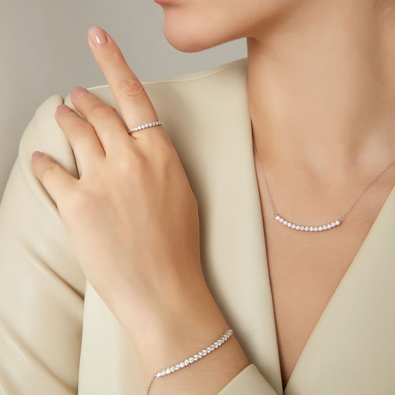 Dainty Silver Bracelet with Moissanite Centerpiece designer bracelets for women