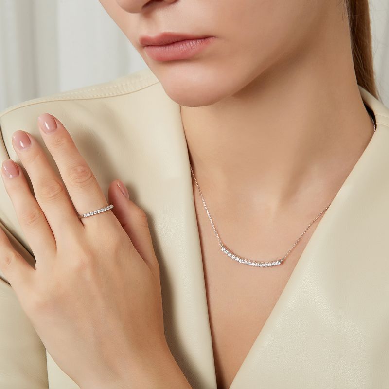Moissanite Necklace with 925 Silver Chain crystal jewellery uk