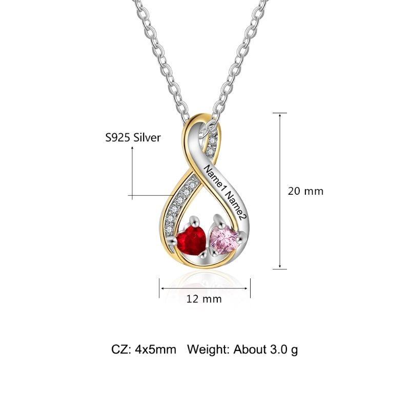 Personalised 925 Sterling Silver Infinity Heart Birthstone Necklace Personalised 925 Sterling Silver Infinity Heart Birthstone Necklace