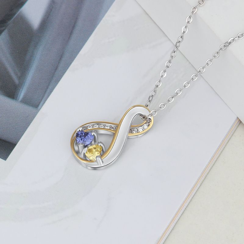 Personalised 925 Sterling Silver Infinity Heart Birthstone Necklace Personalised 925 Sterling Silver Infinity Heart Birthstone Necklace