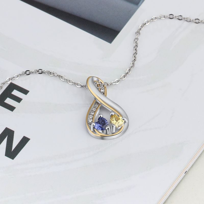 Personalised 925 Sterling Silver Infinity Heart Birthstone Necklace Personalised 925 Sterling Silver Infinity Heart Birthstone Necklace