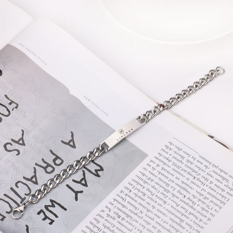 Designer Silver Chain Bracelet for Men Livloko Stainless Steel Silver Curb Chain Bracelet - Livloko London